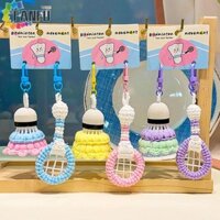 Fanfuzouzu Móc khóa cầu lông dệt kim Vỏ tai nghe Mini Battledore