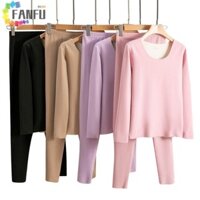 Fanfuzouzu Nữ Giữ Nhiệt Quần Lót Ấm Áp Thoải Mái Lông Cừu Đức Áo Thun Quần Nylon Dài Johns Bộ