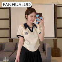 FANHUALUO áo polo nữ áo có cổ Vintage Phong cách INS Fashion A29J0V1 17Z240426