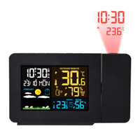 FanJu FJ3391 Multifunctional Weather Station Projector Clock Color Screen Time Temperature Projection Weather Forecast H