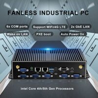 Fanless Công Nghiệp Mini PC i7-5500U Windows Linux 6x COM-RS232 1X RS485 có thể điều chỉnh 2×2.5 gam Ethernet khe cắm Sim Mini PCIe khe cắm
