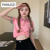 FANLEZI thun áo áo polo nữ Minimalist Cổ điển Cute Thời trang A23K034 10Z240307