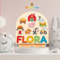 Farm-themed word puzzles, wooden puzzles, Growkids smart toys, meaningful gifts for children