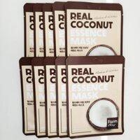 [Farmstay] MẶT NẠ ESSENCE REAL COCONUT x 10 EA, REAL COCONUT ESSENCE MASK x 10 EA