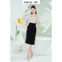 FAS13178 - Áo sơ mi công sở vải lụa dáng suông cầu vai xếp nếp cổ đính Cúc - PANTIO