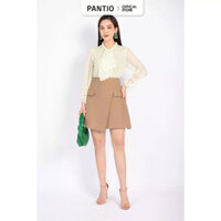 FAS73405 - Áo kiểu công sở vải voan nhăn dáng suông cổ kiểu buộc dây thân hai lớp - PANTIO