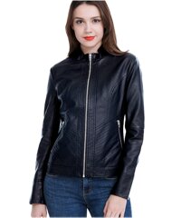 Fasbric Women's Faux Leather Jackets Long Sleeve Zipper Short Moto Biker Jacket Bomber Coat