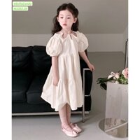 [FASHION KIDS] Trang phục Tết, du lịch, đi biển cho bé. Đầm trắng babydoll siêu xinh, cổ hoa phong cách Hàn Quốc cho bé