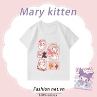 Fashion net Mary kitten áo thun bé gái áo phông trẻ em quần áo bé trai bé gái họa tiết hoạt hình T-shirt 2-12tuổi