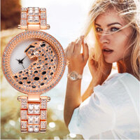 Fashion Rhinestone Leopard Women Quartz Watch  Stainless Steel Wristwatches