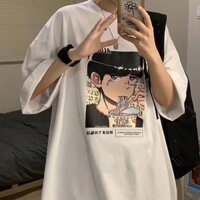 Fashionable printed simple couple wear oversize comfortable pants men basic style super large size T-shirt