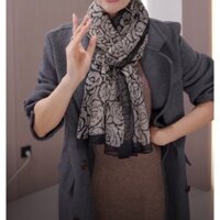 Fashionable Scarf Versatile Beach Towel Shawl Brocade Silk Scarf][Long Scarf Sunshade Camellia Black and White ARAY