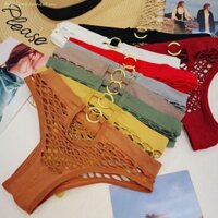 Fashionconnect 3 Quần Đùi Lưới Câu Cá, Khóa Kim Loại Giữa Eo Lưới Quần Lót, Rỗng Liền Mạch Thoáng Khí Màu Trơn Quần Lót Nữ
