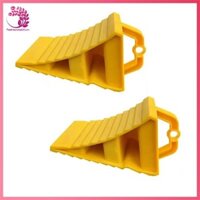 [Fashionmall11.vn] 2 Gói Bánh Xe Di Động Chock Có Tay Cầm Xe Ô Tô Xe Tải Bánh Xe Chống Trơn Trượt Đế Nhựa Lốp Hỗ Trợ Miếng Lót