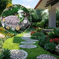 Fashyuner Chào Mừng Ký Tượng, Nhựa Ngoài Trời Sân Vườn Bãi Cỏ Nghệ Thuật Trang Trí Sân Vườn Tượng Ếch, Họa Tiết Ếch Trang Trí Thủ Công Tượng Chào Mừng Chữ Đá Điêu Khắc