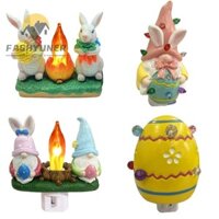 Fashyuner Thỏ Động Vật Đèn Ngủ Trang Trí, Cắm Vào Tường Trứng Phục Sinh Thỏ Đèn Ngủ Trang Trí, Hoạt Hình Chất Lượng Cao Thỏ Giả Lửa Trại Đèn Ngủ Quà Tặng Phục Sinh