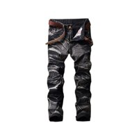 FAT BIG CAT New Mens Snow Slim Skinny Moto Biker Casual Jeans Straight Motorcycle Jeans Men Destroyed Denim Trousers