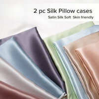 Fawziya 2 Chiếc Gối Lụa Bắt Đầu Vỏ Satin Trơn Gối Rửa Vỏ Gối Lụa