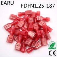 Fdfn1-187 Fdfn1.25-187 Đầu Nối Dây Cáp Cách Điện Bằng Đồng Thau Nữ Cách Điện 100 Chiếc 0.5-1.5mm2 22-18awg Fphơi