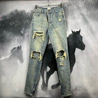 FEAR OF GOD Double-Knee Destroyed High Street Zipper Washed American Jeans Biber Same Style