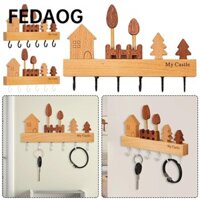Fedaog 1 Cái Móc Chìa Khóa, Giá Đựng Chìa Khóa Bằng Gỗ Treo Tường, Phong Cách Dễ Thương Bền Đẹp Không Khoan 6 Móc Trang Trí Tường Móc Cho Chìa Khóa Khăn