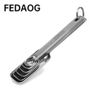 Fedaog 6 Chiếc Thìa Nướng Bánh, Thìa Đo Bằng Thép Không Gỉ Đầu Hình Chữ Nhật Có Cân, Bột Sữa Dụng Cụ Nhà Bếp Thìa Nướng Di Động