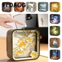Fedaog - Đèn ngủ lấp lánh, Bộ dụng cụ xây dựng bằng gỗ Quà tặng Giáng sinh Đèn LED, Người tuyết dễ thương Trang trí nhà cửa Hướng dương DIY Câu đố bằng gỗ Người lớn