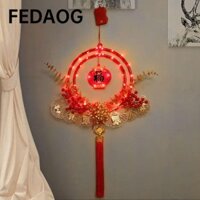 Fedaog Nhẫn Đèn Lồng Đỏ, Lá Vàng Đỏ Berry Trang Trí Lễ Hội Mùa Xuân Treo, Phong Cách Trung Hoa Với Đèn Led Chống Đỡ Năm