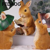 FEDAOG Thỏ Đọc Sách Tượng Ngoài Trời, Nhựa Phụ Kiện Sân Vườn Thỏ Đồ Trang Trí, Quà Tặng Thỏ Thủ Công Bãi Cỏ Phong Cảnh Thỏ Trang Trí