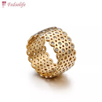 Fedsolife Nhẫn kim cương phổ biến Trang sức Mạ chân không Nhẫn kim cương rỗng vàng 18K