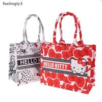 {Feel} Túi Tote vải Sanrio Hello Kitty dành cho nữ Phim hoạt hình dễ thương Túi mua sắm sức chứa lớn Túi xách đi lại Túi giai điệu của tôi
