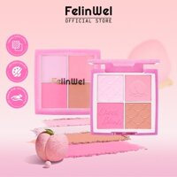 FelinWel - Bảng phấn má hồng 4 màu, 4 tông màu phấn má hồng có sắc tố cao, thuần chay và không thử nghiệm trên động vật