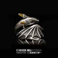 female silver rings bracelets + neck + rings Rings pairing Retro Thái Bạc Rồng Nhỏ Nhẫn Nam Nữ Retro Niche Thiết Kế Cao Cấp Chỉ Số Ngón Tay ins Hợp Thời Trang Mở Có Thể Điều Chỉnh