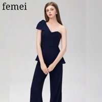 FEMEI - Pink Set bộ áo lệch vai quần tây nữ suông dài lưng cao ( Cột nơ phải )