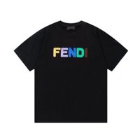 Fendi Chất Lượng Hàng Đầu Thêu Quái Vật Nhỏ Nhiều Màu Sắc Chữ Cái Cổ Tròn Chui Đầu Áo Thun Tay Ngắn Cho Nam A