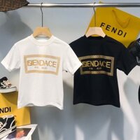 Fendi1584 Trẻ Em Mùa Hè Phong Cách Mới Áo Thun Ngắn Tay Nam Nữ Vừa Lớn Trẻ Em Cotton Áo