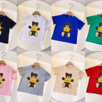 Fendi2561 Trẻ Em Tay Ngắn Thể Thao Cotton Tay Ngắn Dạo Phố Mặc Gấu Họa Tiết Áo Thun