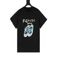 Fendi8525 Cotton Nguyên Chất Đơn Giản Áo Thun Ngắn Tay Nam Dạo Phố Size Lớn Rời Nửa Tay Quần Áo