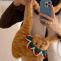 Fennaier Thiết kế thích hợp mới dễ thương túi sang trọng hoạt hình mèo màu cam túi xách nữ