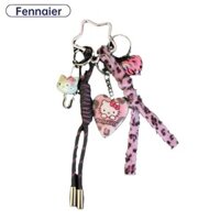 Fennaier Thời Trang Hello Kitty Da Báo In Hình Trái Tim Móc Khóa Túi Charm