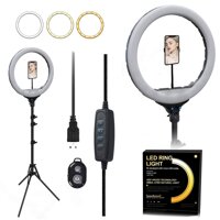 FESTDSOR 12 Selfie Ring Light with Tripod Stand & Phone Holder for Live Stream/Makeup,LED Camera Beauty Ringlight for YouTube Video/Photography Com...