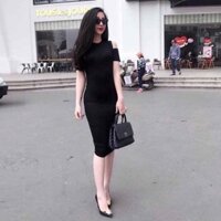 FF226 Đầm body khoét vai, form dài có xẻ sau