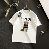 Ff24s Mới cotton Nguyên Chất Cao Cấp Gấu Ngắn Tay In Triều Thương Hiệu Cổ Tròn Nam Nữ Áo Thun Ngắn Tay Thẻ + Nhãn