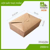 FFHG5N - 2000ml - 100 hộp giấy kraft đựng thực phẩm, hộp giấy nắp gài đựng thức ăn mang đi