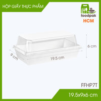 FFHP7T - 19.5x9x6 cm - 50 hộp giấy nắp PET kraft trắng đựng thực phẩm, thức ăn mang đi