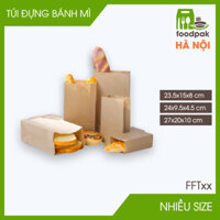 FFT - 500 túi giấy đựng bánh mì, túi giấy đựng thức ăn mang đi, túi take away - Nhiều size