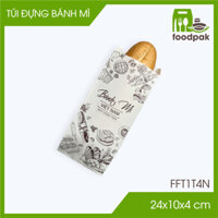 FFT1T4N - 24x10x4 cm - 500 túi giấy trắng đựng bánh mì - Bao, túi bánh mì, túi take away mang đi