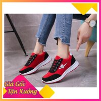 fgfb Giầy thể thao nữ, giày sneaker nữ buộc dây Step đỏ