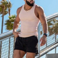 Fi men running vest màu rắn không tay hàng đầu mùa hè màu rắn vest thể thao cho nam slim fit racerback tank top thoáng khí nhẹ lý tưởng cho thể dục thể thao giải trí