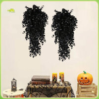 Fianao Treo Bạch Đàn Nhân Tạo Chống Thấm Nước Giả Bạch Đàn Giả Ma Quái Halloween Bạch Đàn Nhánh Trang Trí Trong Nhà / Ngoài Trời Lá Đen Giả Treo Tường Cây Cho Cây Xanh